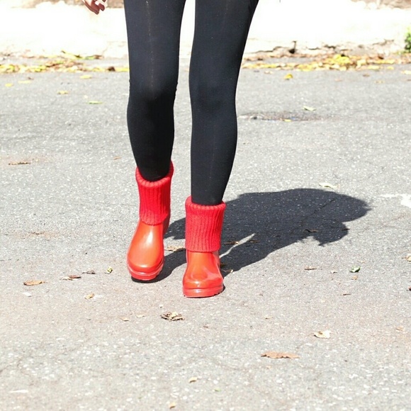 Women's Rainboots, Ankle Waterproof Rain Boots with Cuff, RB-1906, Red - Picture 4 of 4